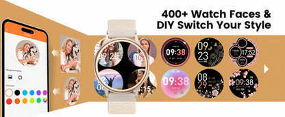 Black Smart Watch for Women – Fitness Tracker with 400+ Watch Faces & Health Features