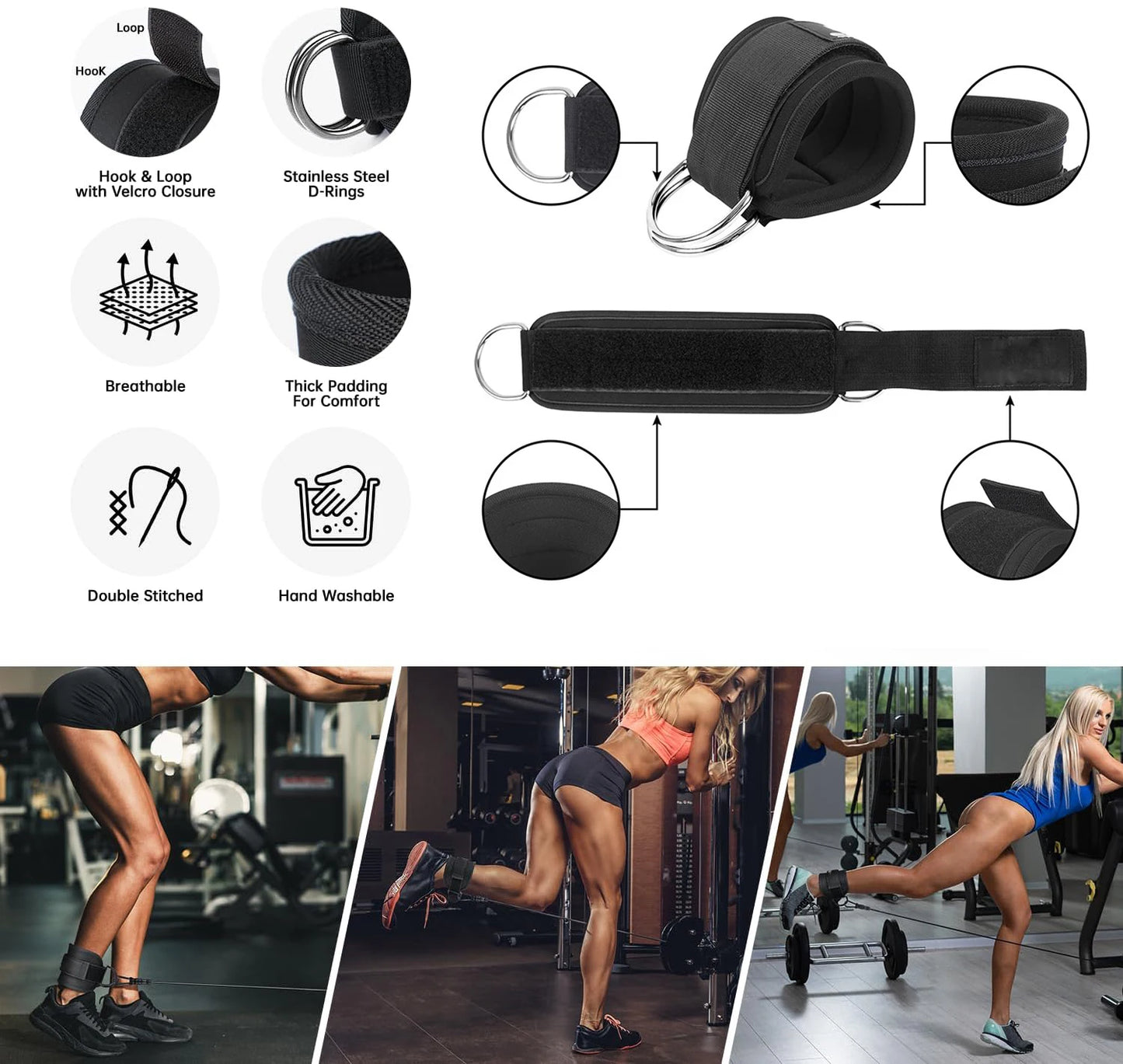 Ankle Resistance Bands with Cuffs – Perfect for Leg, Butt, and Core Workouts!