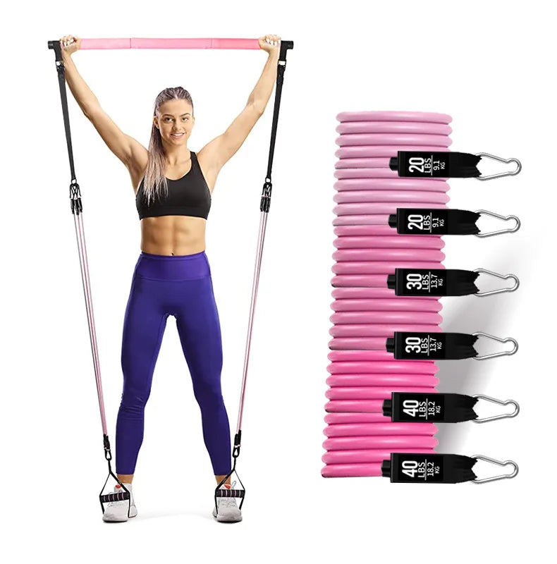 Pilates Resistance Band Set with 6 Ropes – 180LBS Tension for Fat Reduction and Toning!