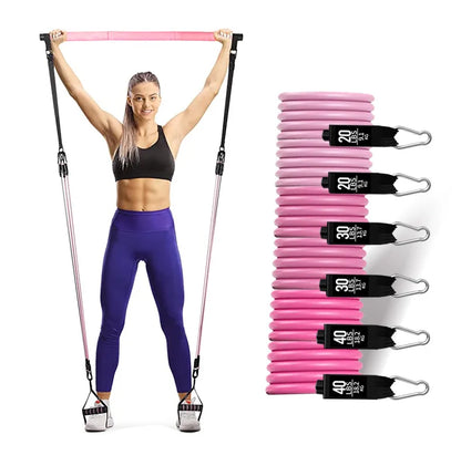 Pilates Resistance Band Set with 6 Ropes – 180LBS Tension for Fat Reduction and Toning!