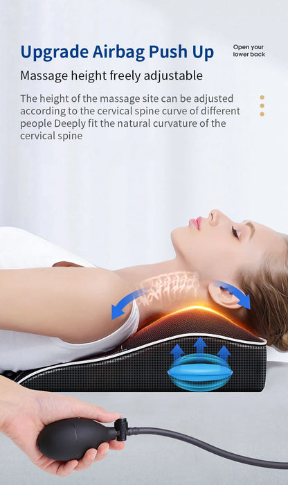 Cervical Traction Massage Pillow – Electric Shiatsu Neck & Back Massager with Heating & Vibrating Features