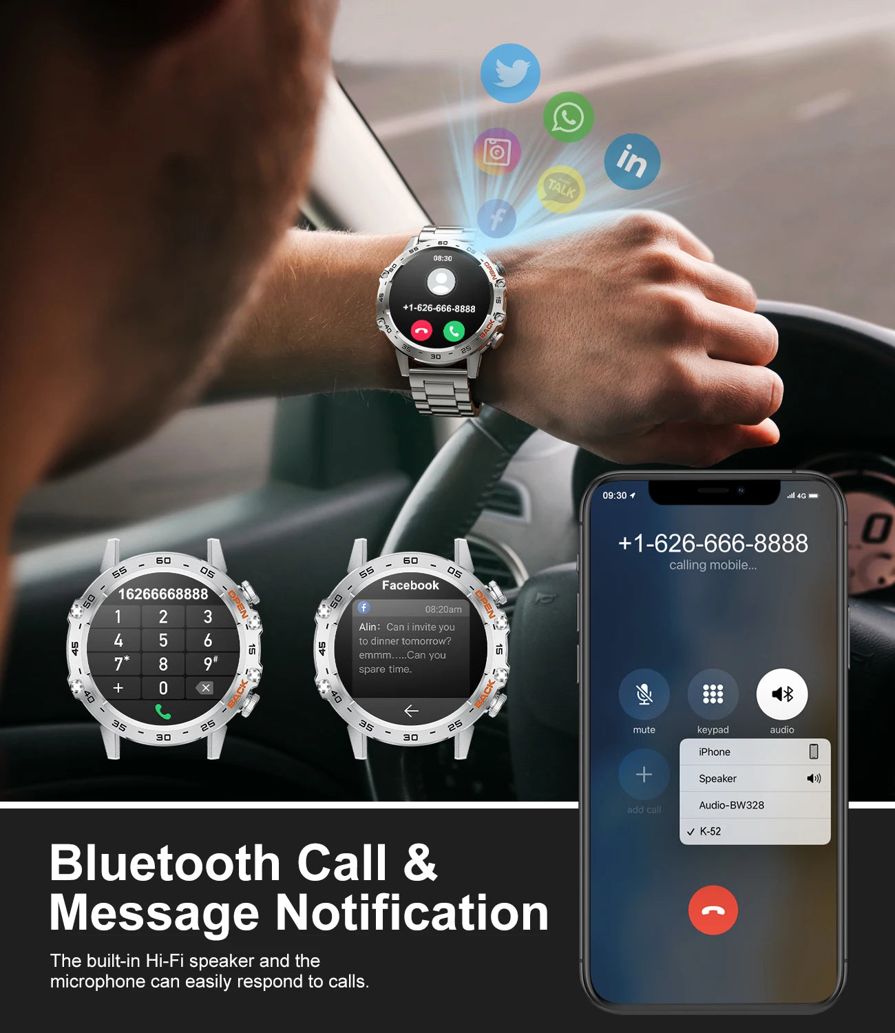 Bluetooth Call Smartwatch – Fitness Tracker with Heart Rate Monitoring for Android & iOS