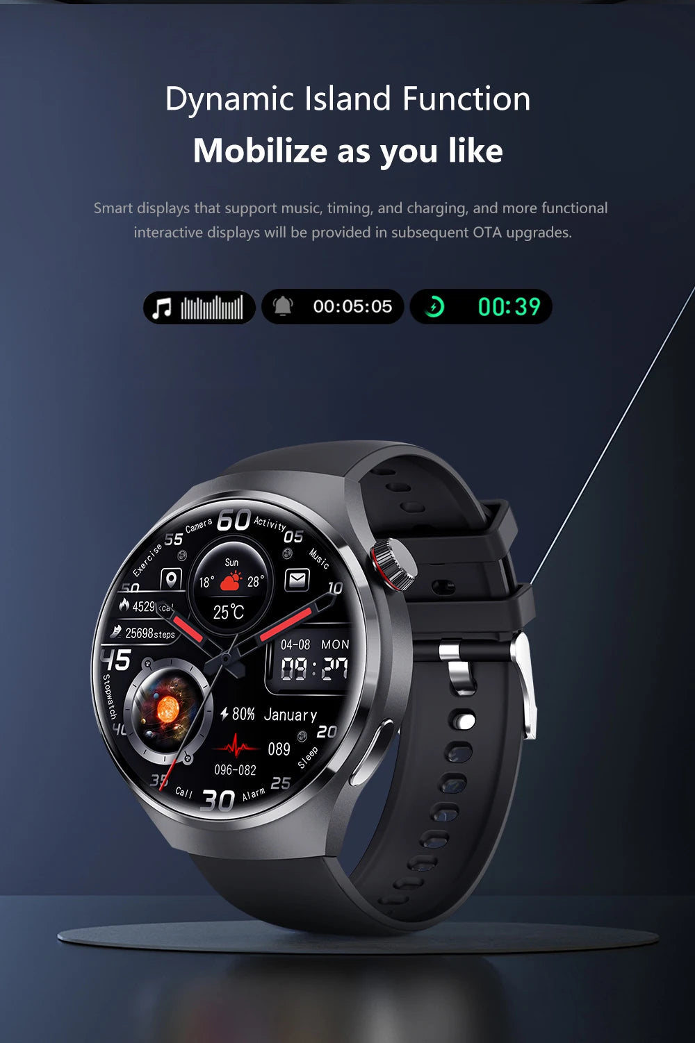 Smartwatch: Heart Rate Monitor, Bluetooth Call, NFC, GPS, IP68 Waterproof