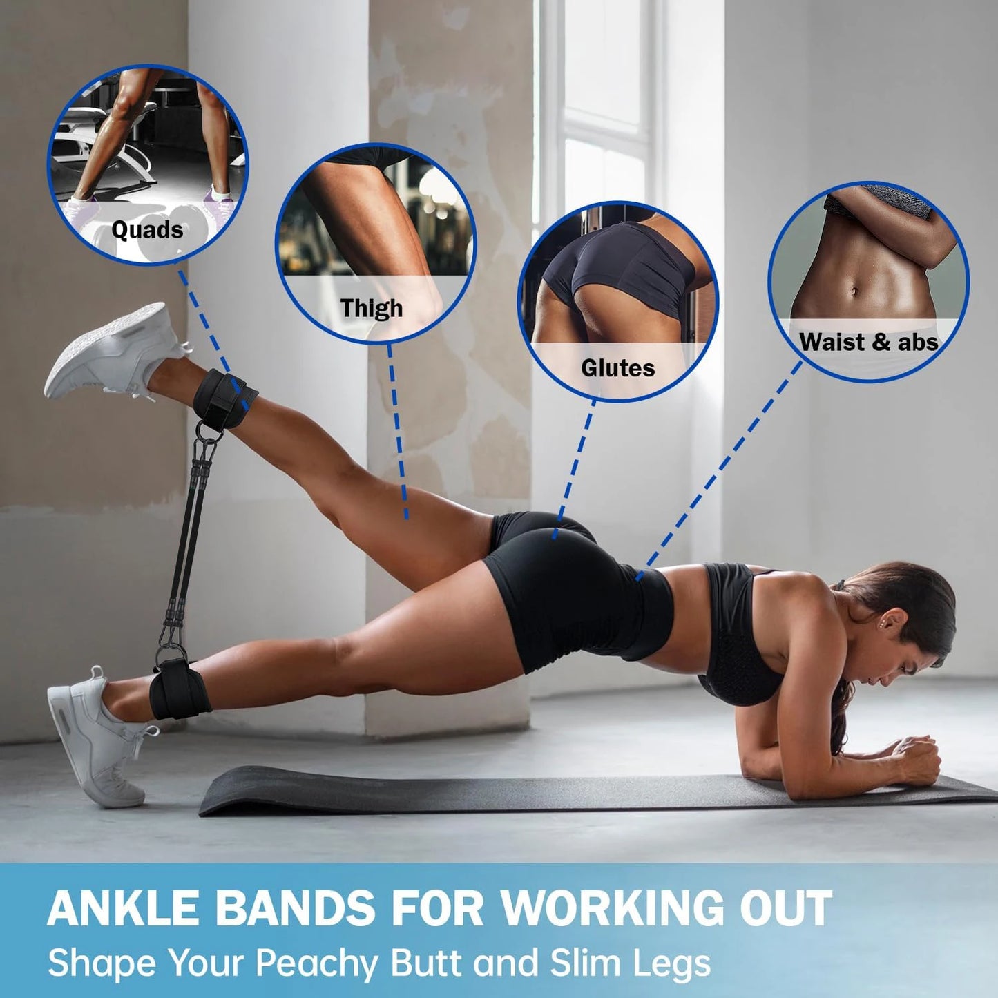 Ankle Resistance Bands with Cuffs – Perfect for Leg, Butt, and Core Workouts!