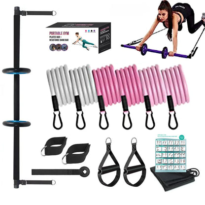 Pilates Resistance Band Set with 6 Ropes – 180LBS Tension for Fat Reduction and Toning!