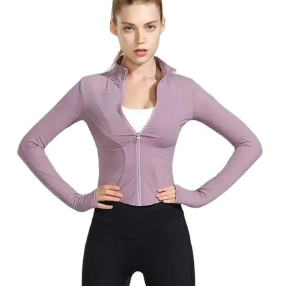 Women's Winter Workout Jacket – Zip-Up Long Sleeve Activewear for Running & Cycling