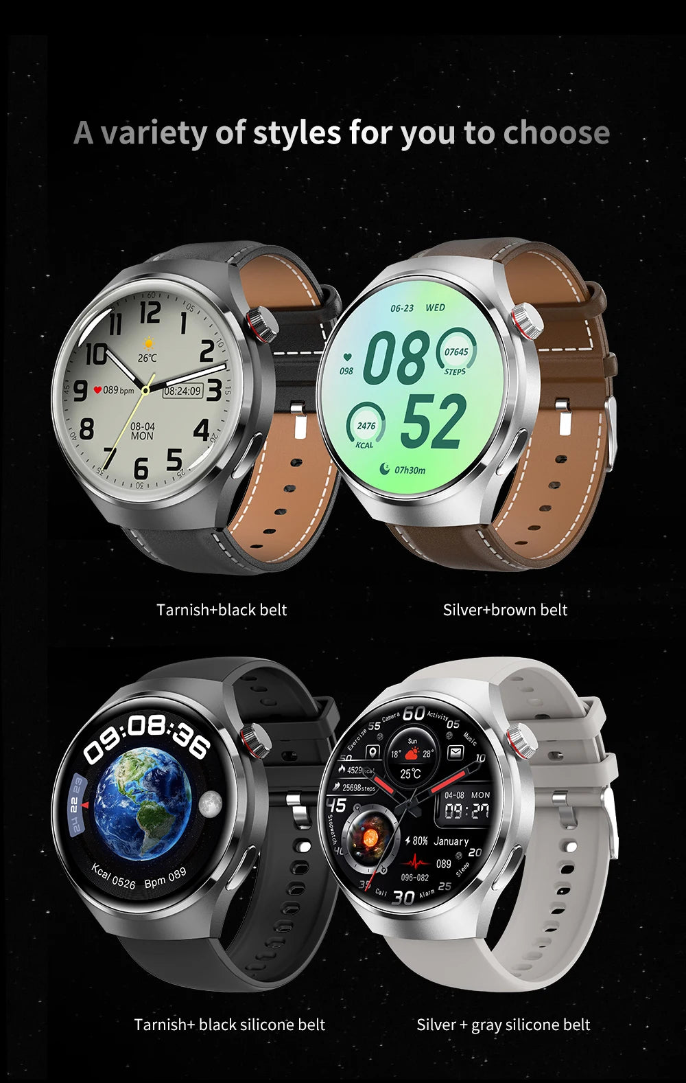 Smartwatch: Heart Rate Monitor, Bluetooth Call, NFC, GPS, IP68 Waterproof