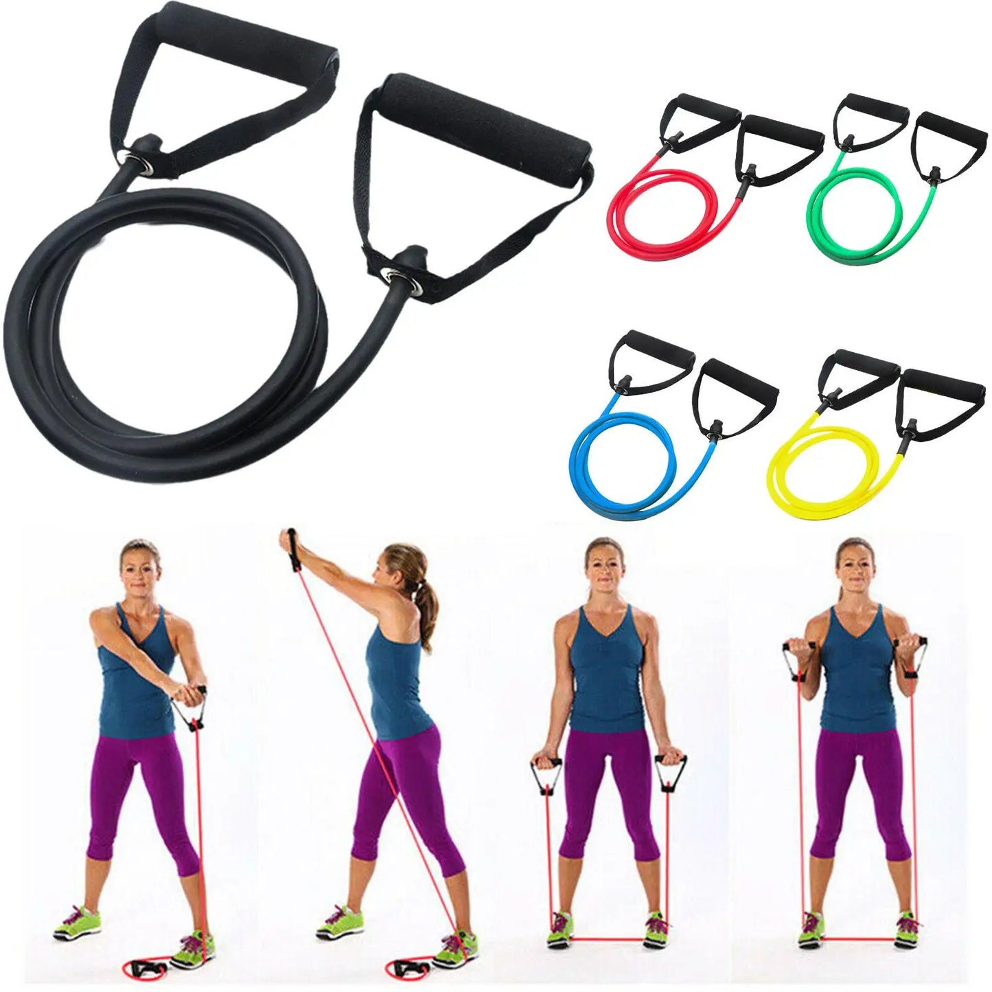 Versatile 5-Level Resistance Bands – Elastic Tubes with Handles for Home Strength Workouts!