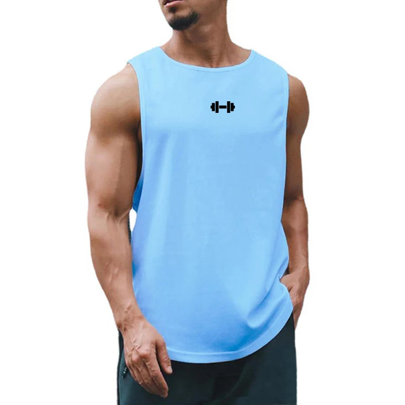 Men’s Quick-Dry Printed Gym Vest – Indoor Fitness & Exercise Tank Top in 6 Colors