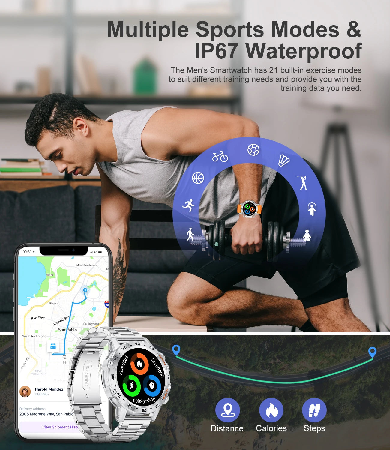 Bluetooth Call Smartwatch – Fitness Tracker with Heart Rate Monitoring for Android & iOS