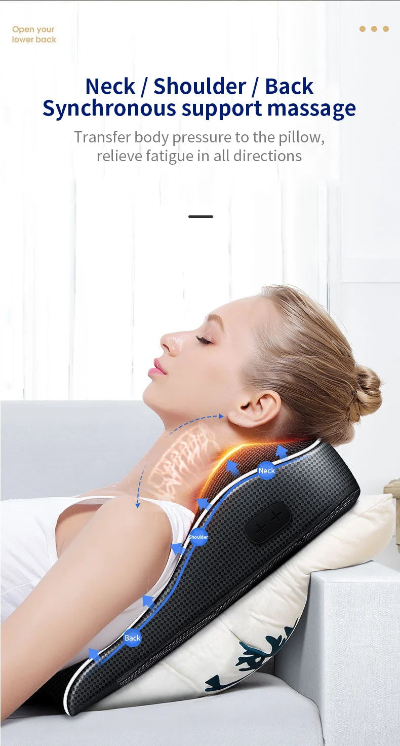 Cervical Traction Massage Pillow – Electric Shiatsu Neck & Back Massager with Heating & Vibrating Features