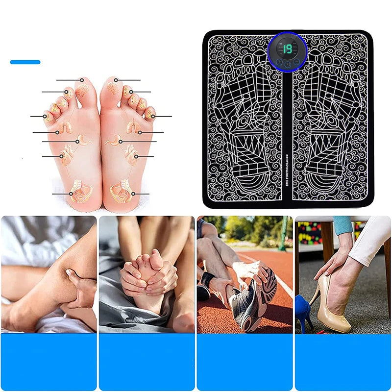 Foot Massager Sole Massage Pad – 8 Modes, 19 Levels of Muscle Stimulation for Relaxation