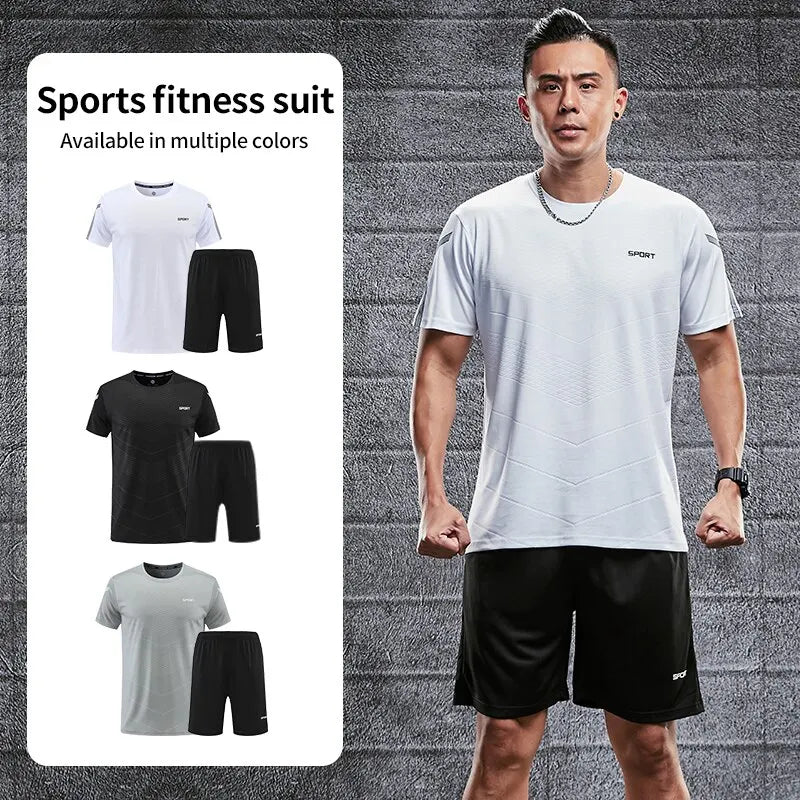 Roamstow Men’s Summer Sportswear Set – Ice Silk Training T-Shirt & Shorts for Basketball & Fitness