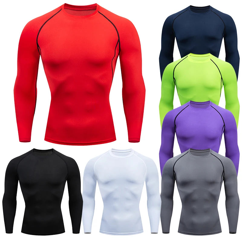 Tight Fit Fitness Shirt – Long Sleeve Compression Sports Top for Men’s Running & Gym Workouts