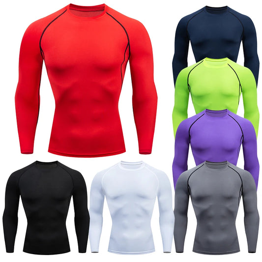 Tight Fit Fitness Shirt – Long Sleeve Compression Sports Top for Men’s Running & Gym Workouts