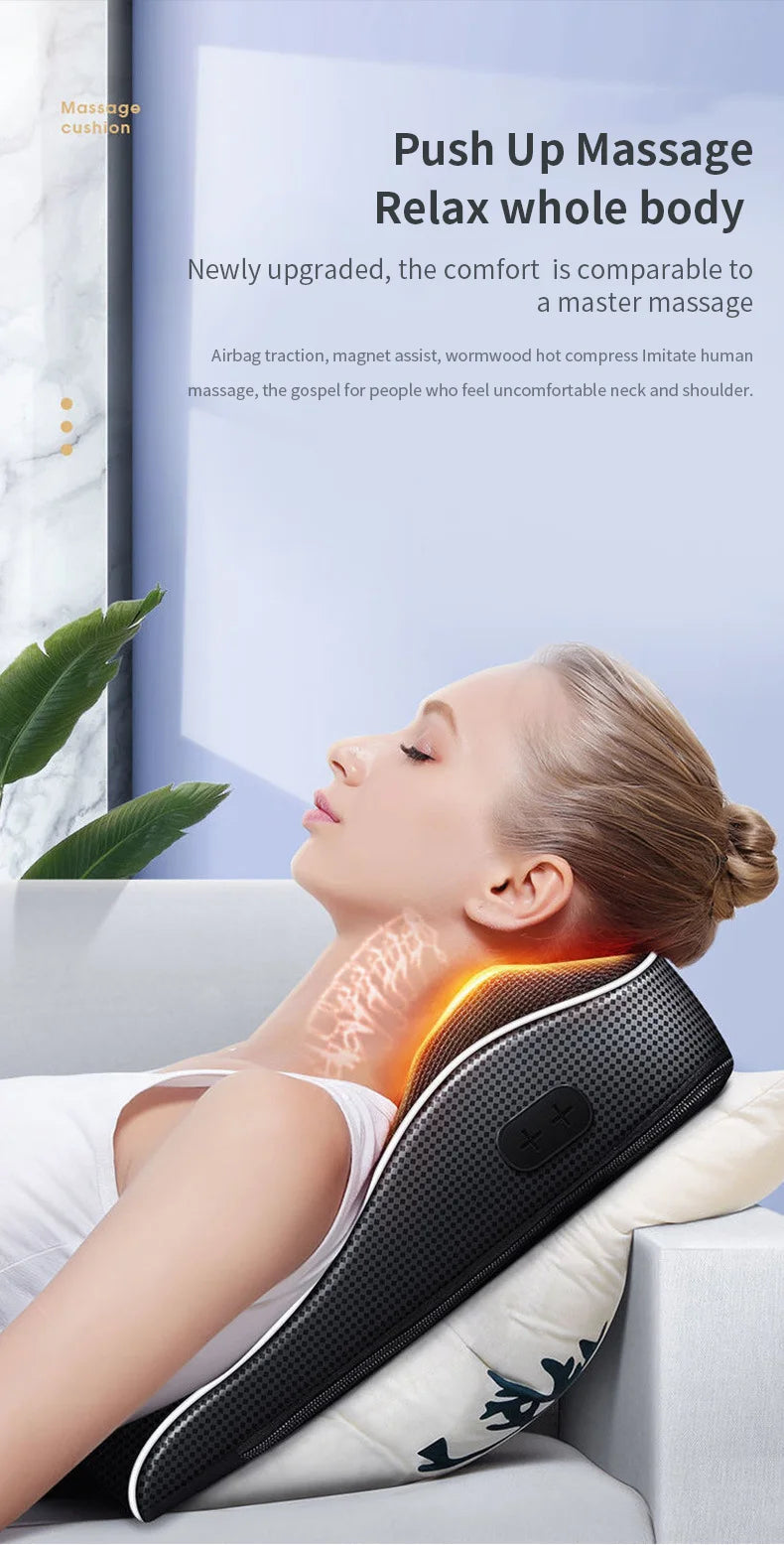 Cervical Traction Massage Pillow – Electric Shiatsu Neck & Back Massager with Heating & Vibrating Features