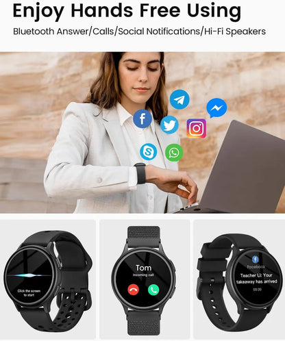 Black Smart Watch for Women – Fitness Tracker with 400+ Watch Faces & Health Features