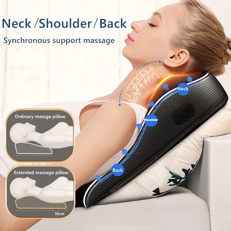 Cervical Traction Massage Pillow – Electric Shiatsu Neck & Back Massager with Heating & Vibrating Features