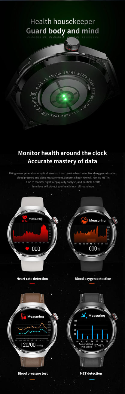 Smartwatch: Heart Rate Monitor, Bluetooth Call, NFC, GPS, IP68 Waterproof