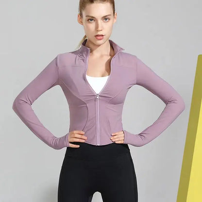 Women's Winter Workout Jacket – Zip-Up Long Sleeve Activewear for Running & Cycling